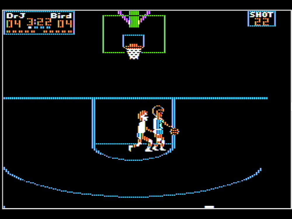 Gameplay of One on One: Dr. J vs. Larry Bird for Apple II
